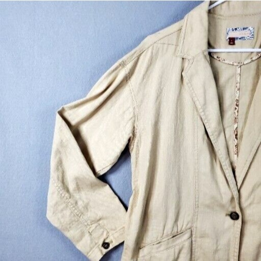 Pilcro Anthropologie Women's Size Small Blazer Long Line Boxy Linen Blend Jacket - Picture 5 of 11